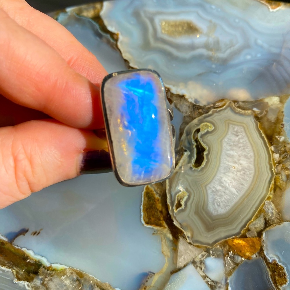 Rainbow Moonstone Ring